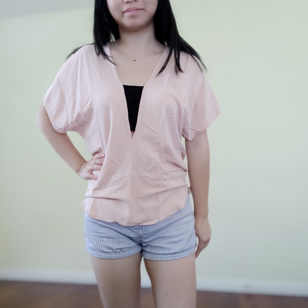 Pink top with black inlay